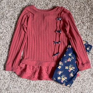 Little Lass floral and lace sweater and pant set 4T